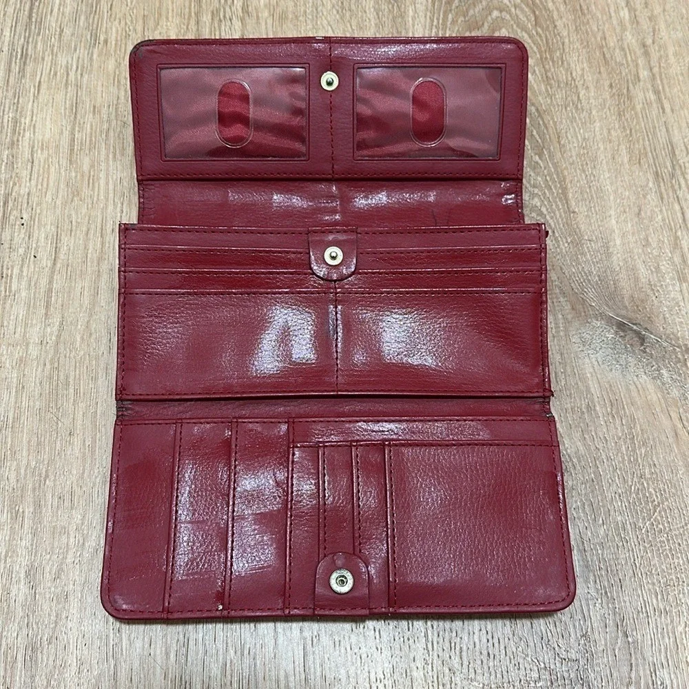 NAUTICA | Genuine Leather Tri-Fold Red Snap‎ Button Closure Wallet